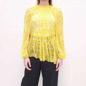 NWT Zimmermann Sunflower Pearl Dot Silk Chiffon Tiered Blouse‎ Top Size 1